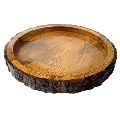 Round Bark Wooden Serving Tray
