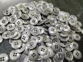 Plastic Round Plain Silver Buttons