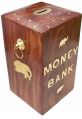 Brown Plain Printed Wooden Money Bank