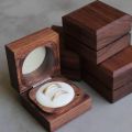 Square Brown Plain Polished wooden ring box