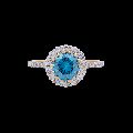 Excellent Corporation treated cvd stone round clarity 14k white gold halo blue diamond ring