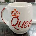 White ceramic queen printed mug