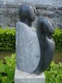 BLACK MARBLE STONE COUPLE ABSTRACT SCULPTURE