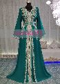 Sea Green Designer Moroccan Kaftan Dress