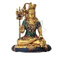 Brass Shiva Idol with Stone Work