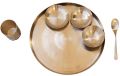 De Kulture Works Handmade Pure Bronze(Kansa) Dinnerware Thali Set (Gold), 6 pieces
