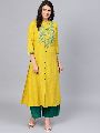 Available in different colors hand embroidered palazzo kurti