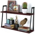 2 Tier Wall Mounted Wood Book Shelves