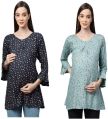 MomToBe Women's Rayon Heart Printed Maternity/Feeding/Nursing Top