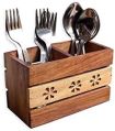 Rectangle Brown wooden cutlery holder