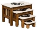 Stool Wooden Feeder Pets Bowls