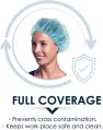 Blue Safetek Healthcare disposable non woven full coverage hair bouffant cap
