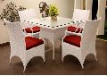 White Wicker Dining Table Set