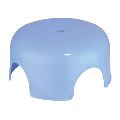 Blue Plain Swati round plastic bathroom stool