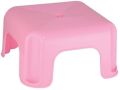 Pink Plain Swati square plastic bathroom stool