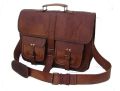 Brown Solid Goat Leather Bags
