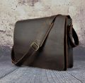 Vintage Distressed Leather Messenger Bag