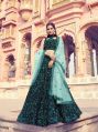 BLACK EMBROIDERED SILK SEMI STITCHED LEHENGA CW535