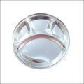 Silver Round Keshav 4 compartment stainless steel plate