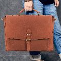 Black Brown Plain Vintage Crafts leather office messenger bag