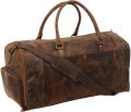 Brown Plain Vintage Crafts leather travel duffle bag