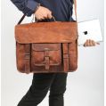 Black Brown Plain Vintage Crafts leather travel messenger bag