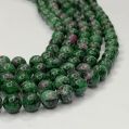 Gemstone Green And Pink Polished natural ruby zoisite round shape 16 inch smooth polish stone beads