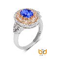 Tanzanite CZ rosegold plated ring in sterling silver