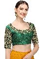 Women's Embroidery with 3 MM sequence Work Design Readymade Blouse GREN