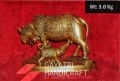Brown Light Brown Printed Polished Brass Cow Statue