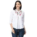 Trendy Rabbit tr101 white cotton embroidered tops
