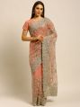 1063 Net Pink Heavy Coding Work Embroidered Saree