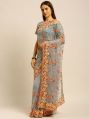 1405 Net Grey Thread Embroidered Saree