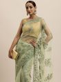 Kasee 1456 net green embroidered saree