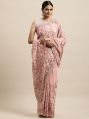 Kasee Stitched 1522 crepe silk peach embroidered saree