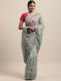 1523 Organza Grey Embroidered Saree