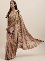 Chinon Golden Silk Embroidered Saree
