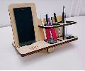 Wooden Mobile Stand with Pen Holder