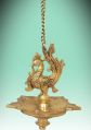 Golden Polished 10 inch brass hanging peacock oil lamp