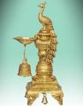 19 Inch Brass Peacock Oil Lamp