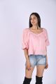 Cotton Dobby Reveri Pink Plain womens charlotte embroidery top