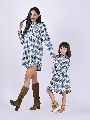 Mother and Daughter Classic Blue Plaid Shirt dress