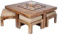 Wooden 4 Seater Coffee Table Set