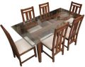 Wooden Glass Top Dining Table Set
