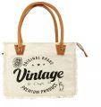 White Printed Vintage Crafts ladies canvas shopping bag