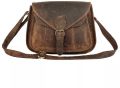Brown Plain Vintage Crafts Ladies Leather Crossbody Bag