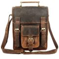 Brown Plain Vintage Crafts luxury leather messenger bag