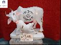 White marble cow &amp;amp; calf statue