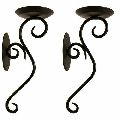 Black iron wall candle stand