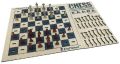 Square Polished wooden chess checkers combo board game